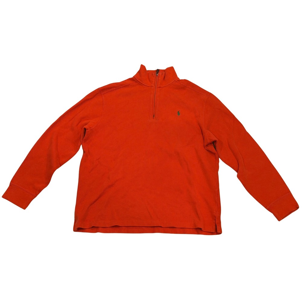 Polo Ralph Lauren Mens Orange Quarter Zip Pullover Sweater